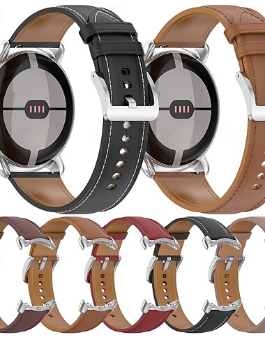  Smartwatch-Band Kompatibel mit Google Pixel Watch Smartwatch Gurt Verstellbar Solo-Loop Lederschlaufe Ersatz Armband