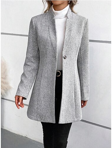  Per donna Cappotto invernale Giacca invernale Esterno Strada Giornaliero Autunno Inverno Standard Cappotto Standard Tenere al caldo Traspirante Contemporaneo Moda Giacca Manica lunga Tinta unica