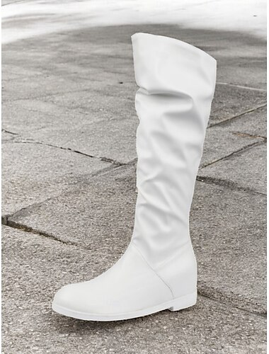  Schwarze, kniehohe Stiefel aus Kunstleder für Damen – stilvolle und bequeme flache Stiefel für den Alltag und Freizeitausflüge