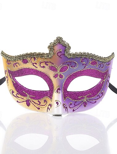  Arlecchina Karnevalsmaske Venezianische Maske Columbina Erwachsene Damen Halbes Gesicht Party Maskerade Karneval von Venedig Halloween Karneval Einfaches Karnevalskostüm