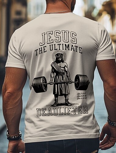  Ανδρικό Μπλουζάκι Βίβλο Ιησούς Πίστη Τ-Shirt Σατέν Κοντό Μανίκι Μπλούζα 3D Εκτύπωση Crew Neck Μόδα Athleisure Οδός Αθλητικά Εξωτερικά Καθημερινά Μαύρο Λευκό Μπεζ Καλοκαίρι Άνοιξη Ρούχα Ρούχα