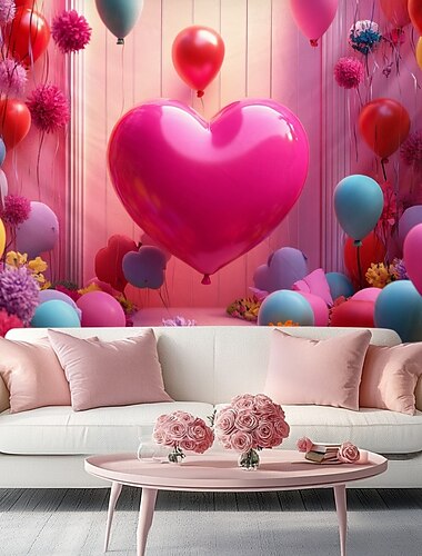  Hochzeitsdekorationen Hintergrund Fotowandbehang große Wandteppich Kunst Wanddekoration Decke Vorhang Heim Schlafzimmer Wohnzimmer Dekoration Liebesballons