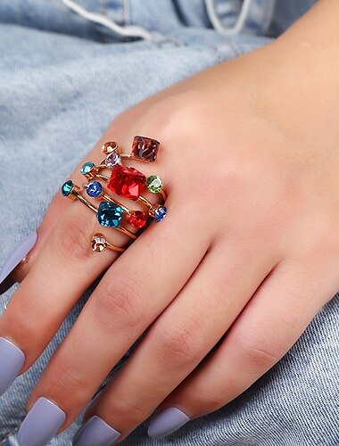  bague cocktail en spirale bohème chic pour femme avec pierres précieuses assorties - parfaite pour les fêtes et au quotidien