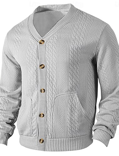  Men's Sweatshirt Sweat Jacket Black Navy Blue Khaki Gray V Neck Plain Pocket Work Sports & Outdoor Casual Streetwear Basic Casual Spring &  Fall Cross-Seasons Clothing Apparel Hoodies Sweatshirts