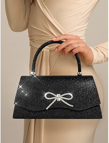  Elegante funkelnde Glitzer-Abendclutch für Damen mit Strass-Schleife – perfekt für Hochzeiten und Partys