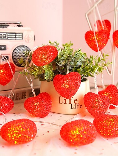  elegante Hochzeitsempfangsparty, 1 Stk. 3 m-20 LEDs, Valentinstag, rot-rosa Liebeslichterkette, Hochzeitsantrag, Festival-Atmosphäre, Dekorationslichterkette, AA, batteriebetrieben