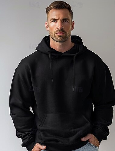  Per uomo Felpa con cappuccio Nero Bianco Con Cappuccio Semplice Sport & Outdoor Quotidiano Ferie Cotone Streetwear Cool Casual Primavera & Autunno Abbigliamento Felpe con cappuccio Felpe Manica Lunga