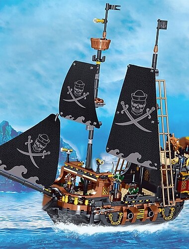  1328 piezas de barco pirata, aventura, barco creativo, isla, barco de tormenta, modelo de bloque de construcción de película insignia adecuado para niños/adultos, colección de bloques de construcción,