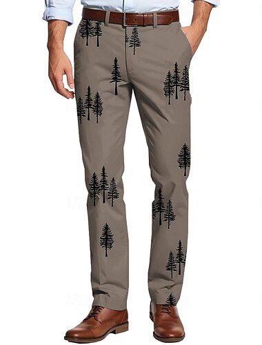  Herren Baum Anzughosen Mittlere Taillenlinie Brautkleider schlicht Outdoor Alltagskleidung Festtage Zip Tasche Sommer Frühling Herbst 3D-Druck Blau Braun Grün