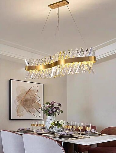  Lámpara colgante de cristal con forma de barra, lámpara colgante de estilo posmoderno, lámpara colgante de cristal de lujo moderna, 100 cm, 110-240 V