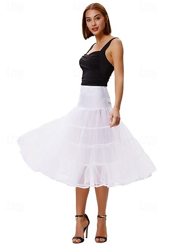  Années 1950 Princesse Jupe à cerceaux Sous jupe Jupe en tulle Couleur Unie Femmes Mascarade Événement / Fête Bal de promo Enterrement de Vie de Jeune Fille Adulte Jupe