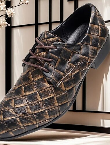  Oxford-Schuhe aus Kunstleder mit gewebtem Muster und Schnürung für Herren – stilvolles, formelles Schuhwerk für Business, Hochzeiten und besondere Anlässe