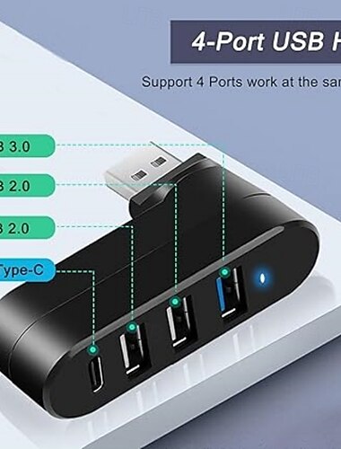  usb 3.0 hub 4 poorten usb splitter extender multi-poort adapter met 3 usb poorten & 1 usb c stroom/data poort voor laptop
