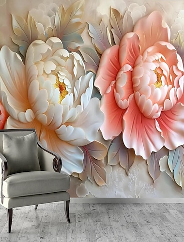  Bloemig 3D Traditionele Chinese schilderkunst Huisdecoratie Bloemig Klassiek Behangen, Kangas PVC / Vinyl Materiaal lijm nodig Muurschildering, Kamer wandbekleding