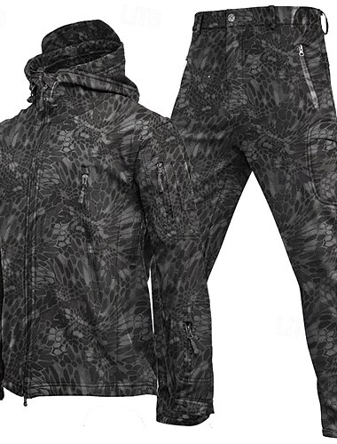  Herren Wanderjacke Wanderjacke mit Hosen Draussen camuflaje Windundurchlässig Reißverschluß vorne Leichte Jacke Sportkleidung Voller Reißverschluss Camping / Wandern / Höhlenforschung Dunkelgrau