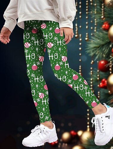 Новогодняя тематика Девочки 3D Графика Рождественские штаны Брюки Леггинсы Весна Осень Активный Классический Полиэстер Дети 4-12 лет на открытом воздухе Повседневные Стандартный   Новогодняя тематика Девочки 3D Графика Рождественские штаны Брюки Леггинсы Весна Осень Активный Классический Полиэстер Дети 4-12 лет на открытом воздухе Повседневные Стандартный