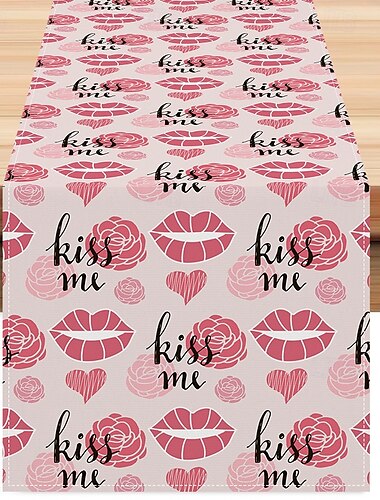  Camino de mesa para el día de San Valentín, decoración romántica de mesa floral con un elegante diseño de rosas, perfecto para agregar un toque de amor y elegancia a la configuración de la cena del