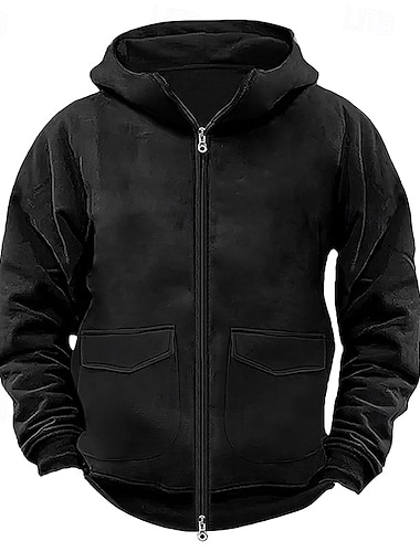  Men's Hoodie Full Zip Hoodie Tactical Hoodie Black Navy Blue Khaki Gray Hooded Plain Tactical Sports & Outdoor Daily Streetwear Cool Casual Winter Spring &  Fall Clothing Apparel Hoodies Sweatshirts