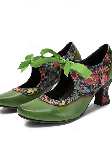  Retro Antiguo Rococó Barroco Zapatos Mary Jane tacones gruesos Tacones gruesos Mujer Real Carnaval de Venecia Adulto Zapatos