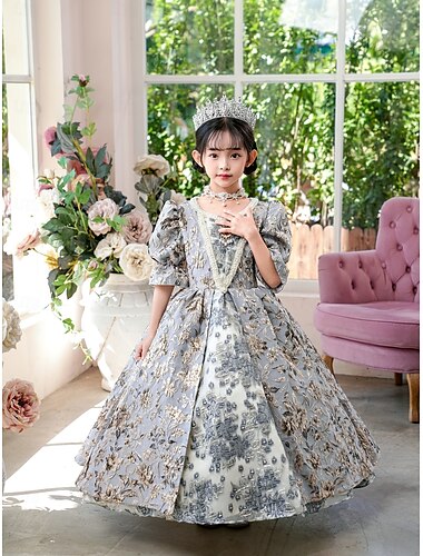  Rokoko Vintage inspiriert Kleid Partykostüm Maskerade Prinzessin Shakespeare Einfarbig Ballkleid Mädchen Halloween Karneval Kindertag Party Geburtstag Ferien Kinder Kleid Ganzjahres