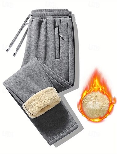  Herre Sherpa Fleece bukser Vinterbukser Bukser Sweatpants med lige ben Lomme Snørelukning Elastisk Talje Vanlig Komfort Varm Sport & Udendørs Daglig Mode Afslappet Sort Grå Mikroelastisk