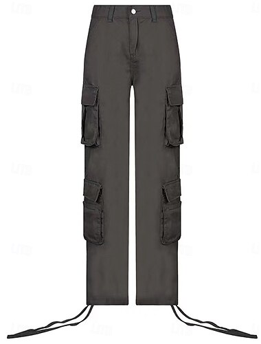  Damen Cargohose Cargohosen In voller Länge Feste Farbe Dunkelgrau Grün Khaki Frühling & Herbst
