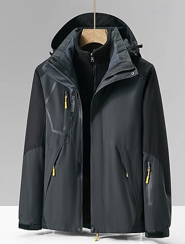  Voor heren Softshell jas Wandeljack Winter Buitenshuis Kleurenblok Winddicht Waterbestendig 3-in-1 jas Fleece jacks Windjack Reizen Donker Grijs Zwart Kristal Leger Groen Rood
