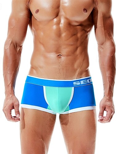  Herre 1 stk Boxer Bokser shorts Lapper Nylon Pustende Myk Bekvem Fargeblokk Bokstaver Mellomhøyt liv Svart Rød