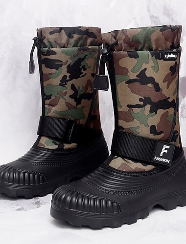  Herren-Winterstiefel im Camouflage-Muster mit wasserdichtem Obermaterial und weichem Futter – langlebige, rutschfeste Sohle, verstellbarer Riemen, ideal für Outdoor-Aktivitäten