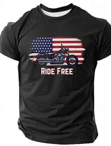  יום השנה ה-250 לאמריקה - יום הווטרנים - חולצת גברים פטריוטית שמור רגוע ורכב קדימה חולצה קצרה עם הדפסה תלת מימדית בצוואר צוות אופנת ספורט יומיומית