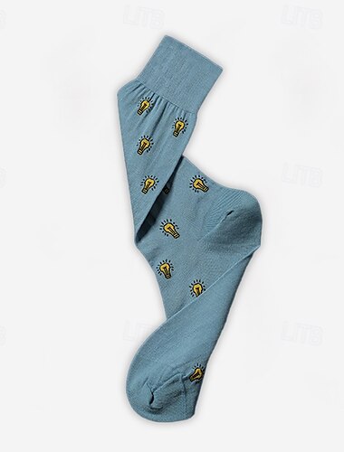  Herren 1 Paar Socken Rote Blau Farbe Cartoon Birne Formell Hochzeit Jahrestag Dünn Frühling & Herbst Strickware Elegant