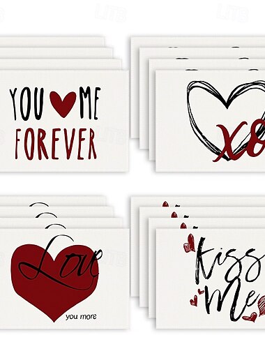  Juego de 4 manteles individuales para el día de San Valentín, manteles individuales románticos y decorativos con patrones de corazones o rosas, duraderos y resistentes al calor, perfectos para agregar