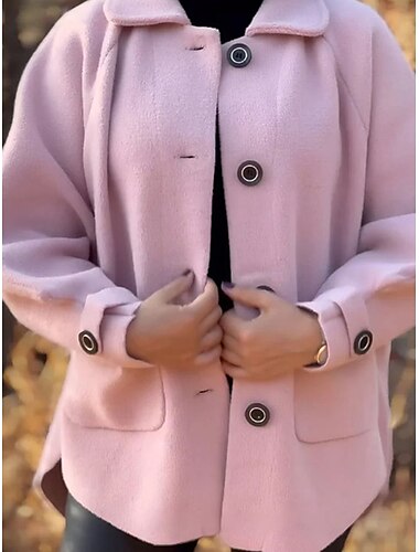  Mulheres Casaco de inverno Ao ar livre Rua Roupa Diária Outono Inverno Curto Casaco Normal Térmico / Quente Respirável à moda Casual Casaco Manga Longa Tecido Com bolsos Branco Rosa Verde