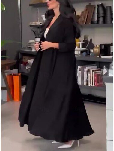  Damen Anzüge Outdoor Arbeit Strasse Herbst Winter Maxi Mantel Regular Fit warm halten Atmungsaktiv Zeitgenössisch Stilvoll Jacken Langarm Feste Farbe Übergröße Lotus Schwarz Grau