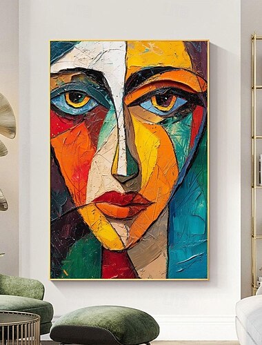  Pintura al óleo abstracta de mujer de Pablo Picasso hecha a mano, pintura al óleo hecha a mano, pintura al óleo de figura para sala de estar, dormitorio, decoración del hogar, pintura de niña con