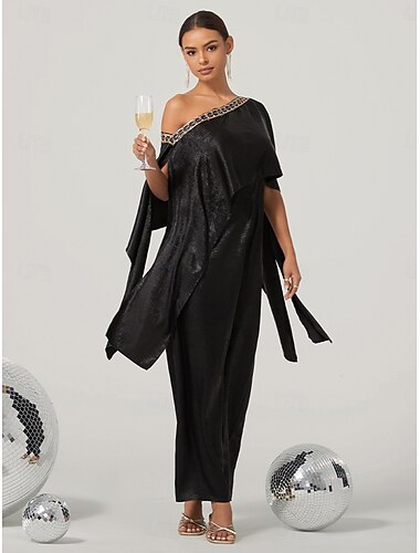  Meerjungfrau/Trompete Abendkleid elegantes Kleid Hochzeit Knöchellang 3/4 Ärmel schulterfrei Nylon mit Glitzer 2025