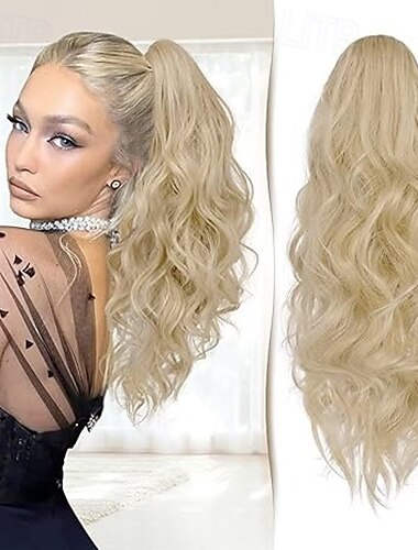  Haarverlängerung Pferdeschwanz 18" Krallenclip in Haarverlängerungen lockig gewellt falsche Pferdeschwanzverlängerung lange weiche synthetische Pferdeschwänze Haarteil für Frauen Haarverlängerungen