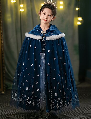  Die Eiskönigin Prinzessin Märchen Elsa Umhang Themenparty-Kostüm Cosplay-Kostüm Film Cosplay for Mädchen Kinder Weihnachten Karneval Neujahr Leistung Geburtstagsparty