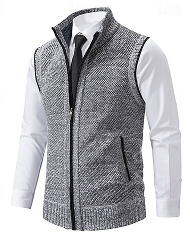  Herren Kleid Pullover Strickjacke Zip Pullover Reißverschluss Strickpullover Gerippt Stricken Standard Reißverschluss Seitentaschen Feste Farbe Modisch Klassisch Freizeitskleidung Verabredung