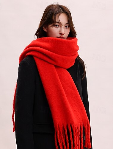  Schal mit Kaschmir-Feeling, lang, Pashmina, Schals und Tücher für Damen, große Deckenschals, einfarbig