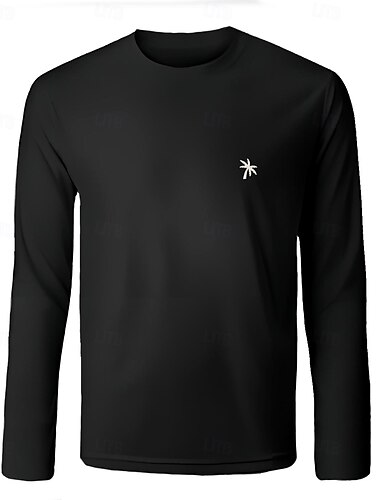  Herren T Shirt Langarm Rundhalsausschnitt Frühling Herbst Winter Palme Elegant Warm Urlaub Bestickt Stickerei Training Outdoor Heim Schwarz Weiß Top T-Shirt für Herren