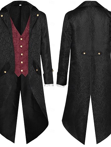  Punk & Gothic Mittelalterlich Renaissance Mantel Jacke Frack Ren Faire Prinz Edelmann Herren Steampunk Halloween Maskerade Veranstaltung / Fest Maskerade Erwachsene Mantel