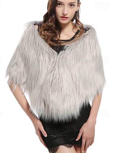  Kunstpelz Schulterschal Wickeltuch Wikinger Umhang für Frauen Braut Hochzeit Shrug Party Winter Capelet