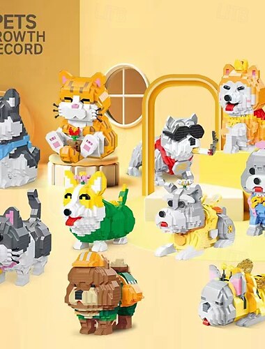  マイクロミニブロック犬シリーズペット犬動物モデルセット - 子供と大人への組み立てとペットのおもちゃのギフト