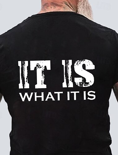  Herren Graphic T-Shirt 'Es ist was es ist' Kurzarm Lifestyle-Zitat Tee