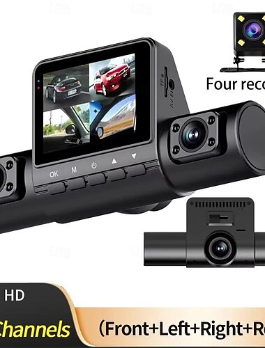  dashcam 4-kanaals 1080p rijrecorder hd1080p voor- en achteraanzicht infrarood nachtzicht auto opladen achteruitrijcamera