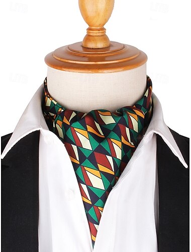  Krawatte aus Kunstseide mit geometrischem Muster für Herren – eleganter Vintage-Stil für formelle und legere Kleidung