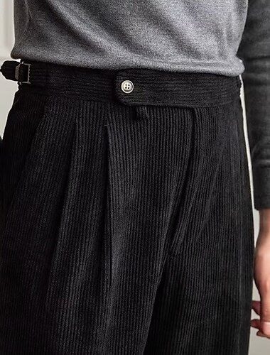 Męskie Garnitury Spodnie sztruksowe Spodnie Plisowane spodnie Spodnie Gurkha Kieszeń Równina Komfort Miękka Pełna długość Impreza Biznes Codzienny Moda Moda miejska Czarny Zielony