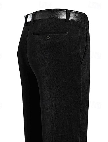  Men's Dress Pants Corduroy Pants Trousers Chinos Buttons Pocket Solid Color Comfort Formal Party Work Fashion Classic Style Black Dark Gray Micro-elastic