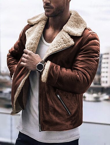  Ανδρικά Jeci Piele Μπουφάν fleece Μπουφάν Sherpa Καθημερινά Διακοπές Διατηρείτε Ζεστό Τσέπη Φλις Φθινόπωρο & Χειμώνας Σκέτο Μοντέρνα Κομψό στυλ street Πέτο Κανονικό Μαύρο Καφέ Πράσινο του τριφυλλιού